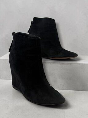 Dolce Vita Black Suede Wedge Booties